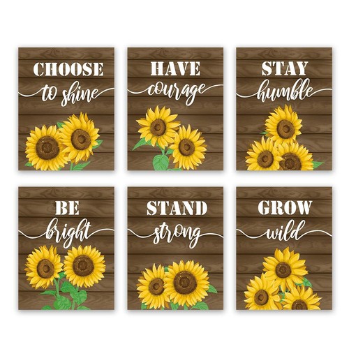 Sunflower Inspirational Quote Wall Art Print Blooming Yellow Flower