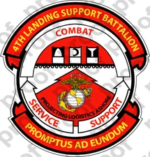 STICKER USMC UNIT   4TH LANDING SUPPORT BATTALION   ooo   USMC Lisc# 20187