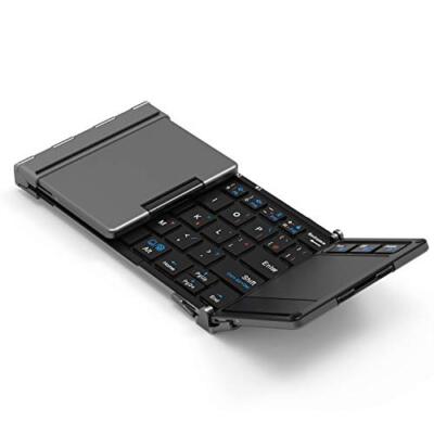 iClever Klapptastatur IC-BK08 Bluetooth USB Touchpad Grau-Schwarz