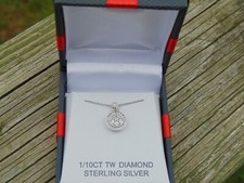 1/10 ct Diamond Halo Pendant and Necklace in ...