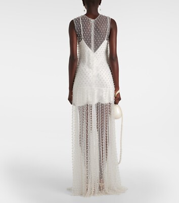 white beaded flapper dress Vintage Pearl White Beaded Fringe Flapper Dress  Recess