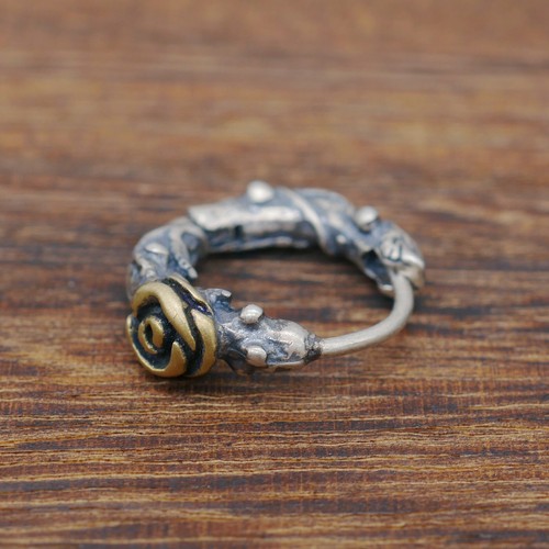 Vintage Retro Bali Sterling Silver Rose Vine Hoop Earring A1958 - Picture 3 of 6