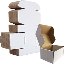 6X4X3 Inches Shipping Boxes Set of 25, White Corrugated Cardboard Box Literature
