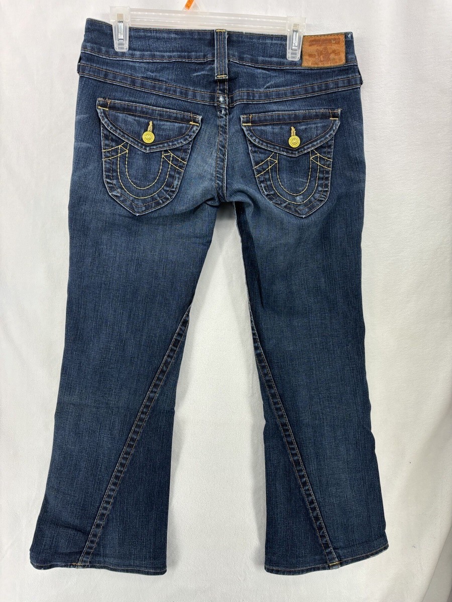 True Religion Boot Cut Twisted Seam Flared Blue Jeans 31/27 | eBay
