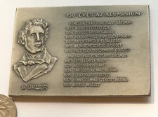 150 years of aluminum,Wöhler, important production dates on Hungarian award 1977