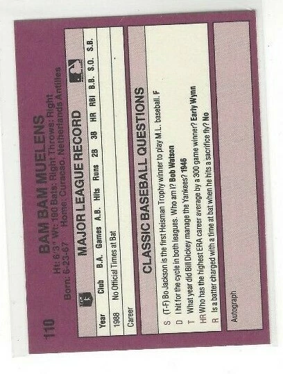 1989 CLASSIC TRAVEL ORANGE BASEBALL SINGLES #'S 101-150 - Image 2 of 2