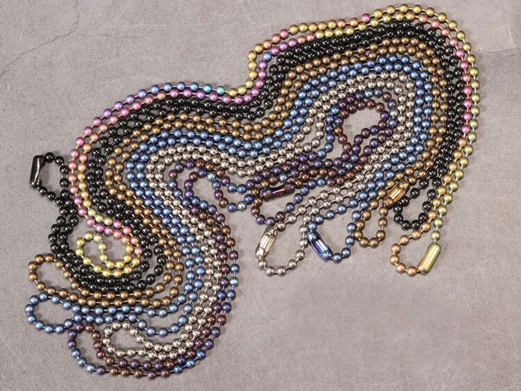 Collana In Titanio Puro Ipoallergenica – Catena A Sfere 4mm, Colore Blu H106B