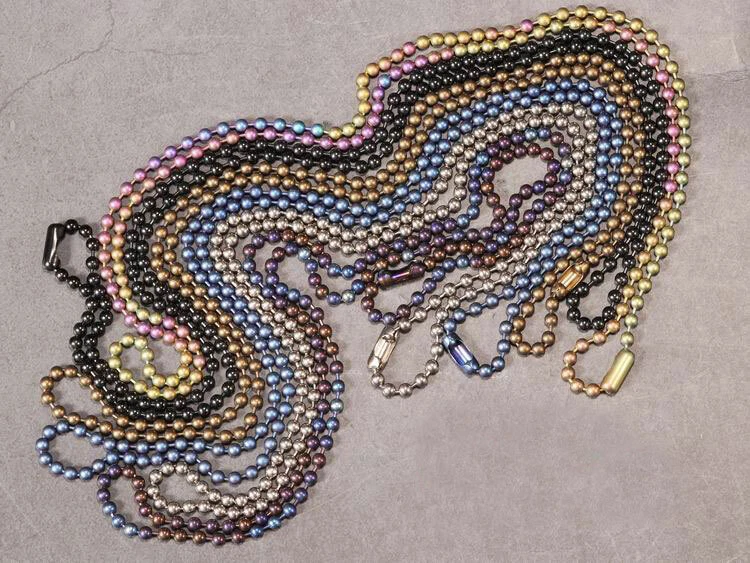 Colar ultraleve corrente de contas de bola redonda titânio puro antialergia 2/2.4/3/4mm - Imagem 2 de 4