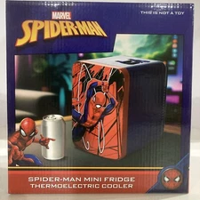 Marvel Spiderman Blue Red 6 Can Mini Fridge Thermoelectric Cooler 4 Litre Gift