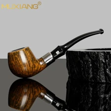 MUXIANG Briar Diplomat Pipe Wooden Smooth Tobacco Pipe 9mm Filter Smoking Pipe