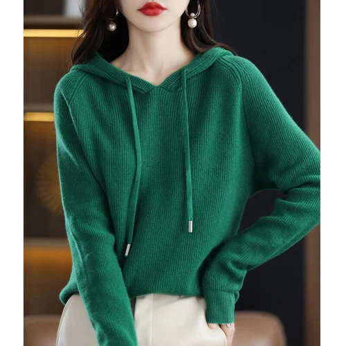 Damen Strick Pullover Hoodie Langarm Slim Fit Komfort Freizeit Pulli Mode - Bild 3 von 38
