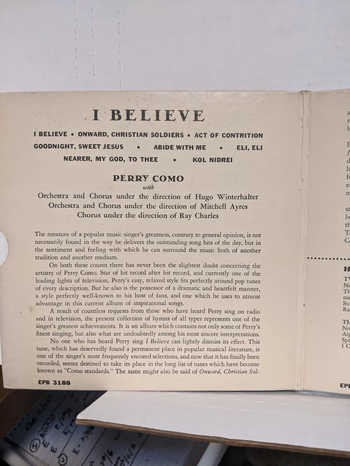 2x 45 EP Perry Como: "I Believe" (Songs of All Faiths) RCA 1954 (VG) Foto 3 de 4