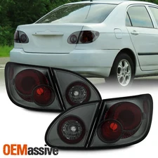 Fits 03-08 Toyota Corolla Smoked 4Pcs Tail Brake Lights Lamp Pair W/Trunk Piece