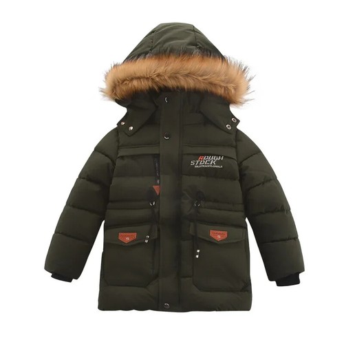 Boys Jacket Heavy Plus Velvet Thicken Keep Warm Hooded Coat for 3-12 Years Kids - Picture 9 of 29