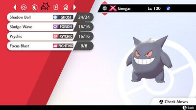 ✨Shiny Gengar✨Pokemon Sword and Shield Gmax Perfect IV Timid 🚀Fast  Delivery🚀