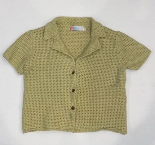 Free People Beach Open Knit Button Up Top Summer FP Coastal Small