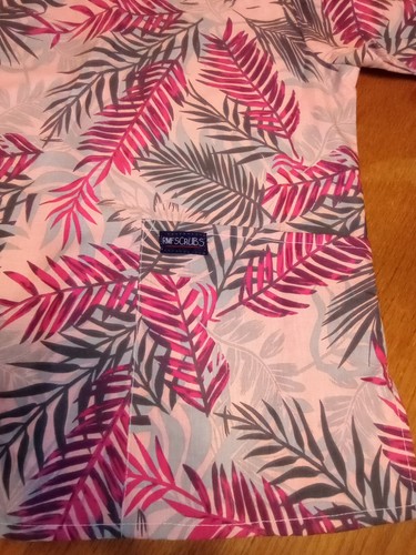 New Ladies RMF Scrub Top 3XL Pink & Green 2 Pockets V Neck Women's Plus Size - Picture 5 of 8