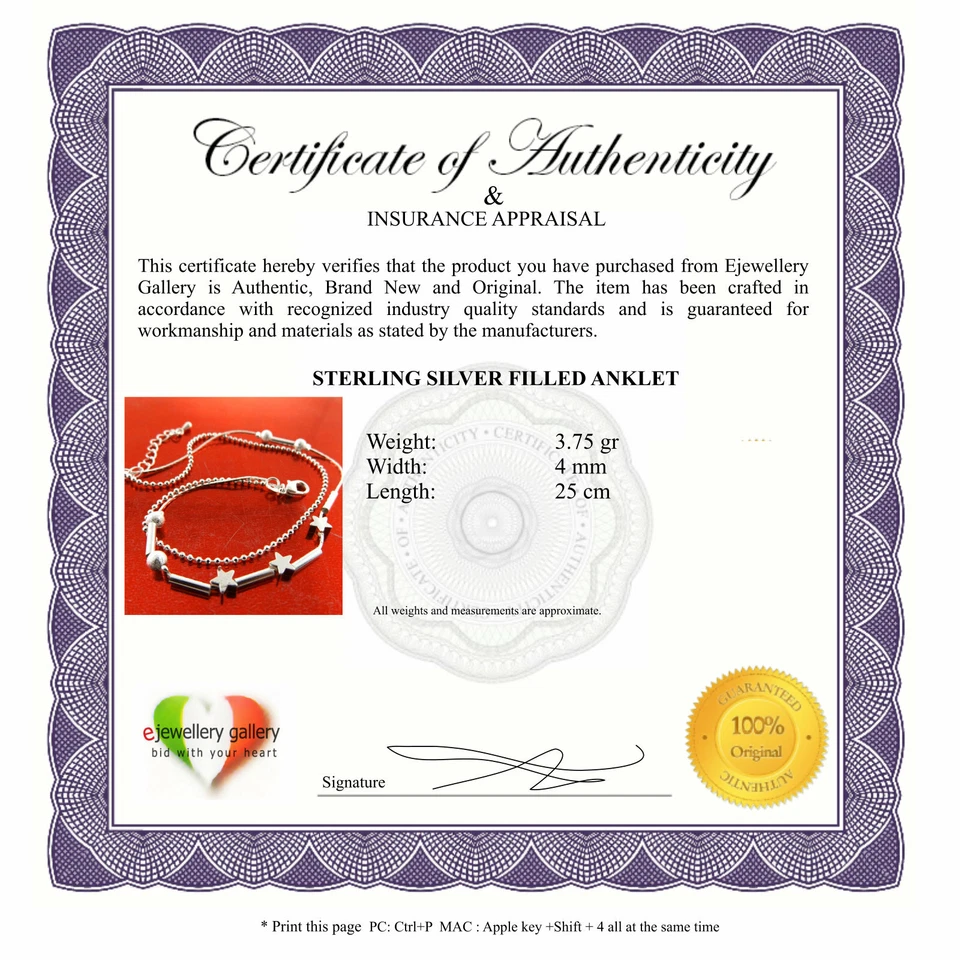 Tornozeleira XL pulseira prata esterlina 925 S/F sólida feminina estrela miçangas design link - Imagem 2 de 3