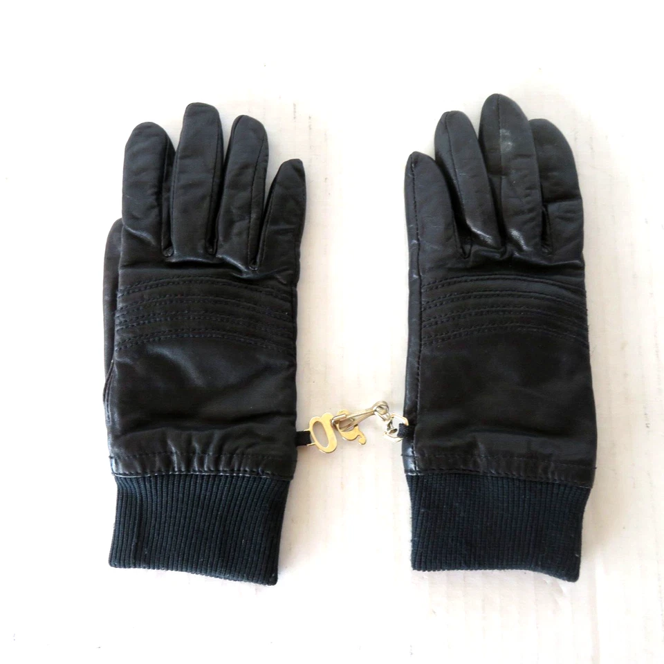 Guantes para mujer NEIMAN MARCUS vintage de cuero negro talla 7 apreciados Foto 3 de 4