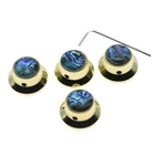 KAISH 4x Abalone Top Set Screw Gold Guitar Bass Metal Top Hat Knob Bell Knobs