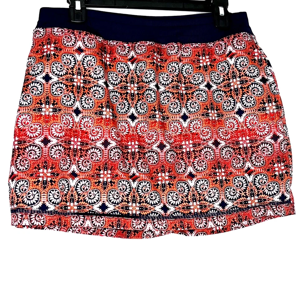 Falda corta elástica con estampado de cachemira St John’s Bay azul marino cintura ancha PM Foto 2 de 4