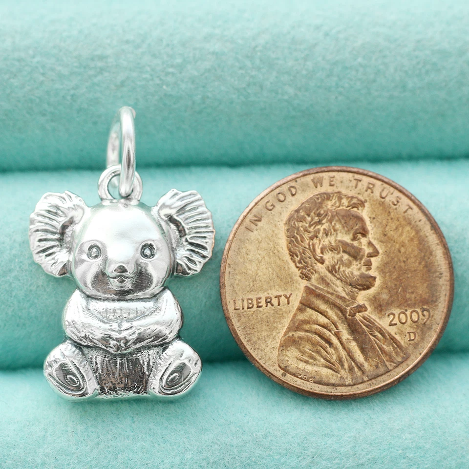 Dije colgante de oso koala de plata de ley 925 amante de los animales australianos único 3,6 g - Imagen 2 de 4