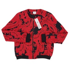 Nwt Parker Maverick Red Black Brocade Bomber Jacket Women's Sz Medium Msrp $352
