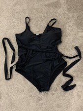 Daci Black Wrap One Piece Swimsuit Womans Size Medium Tummy Control Classic NWT