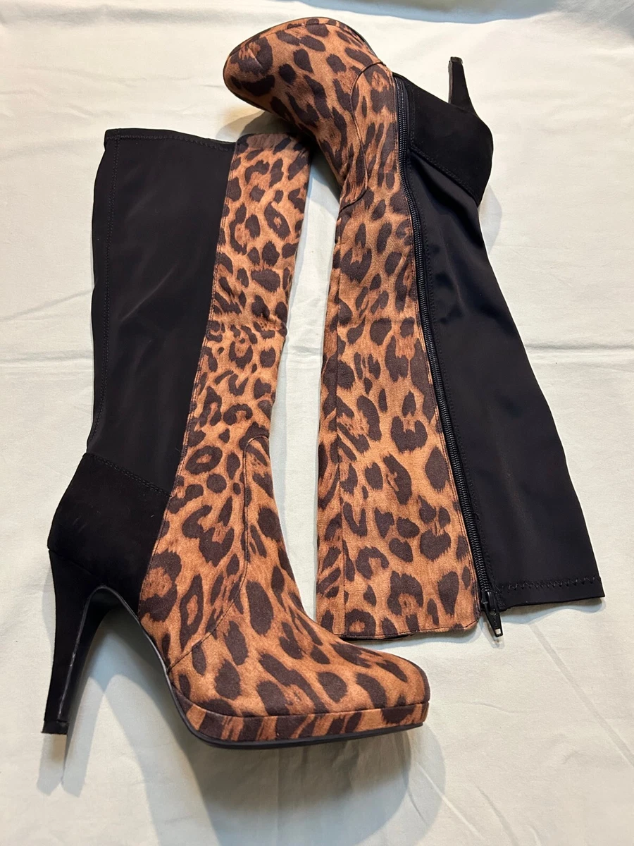 Leopard print boots size 8 sale