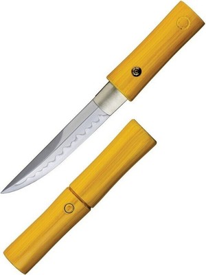 Dragon King Bamboo Style Tanto Fixed Knife 5'' Steel Blade Wood Handle - SD35450
