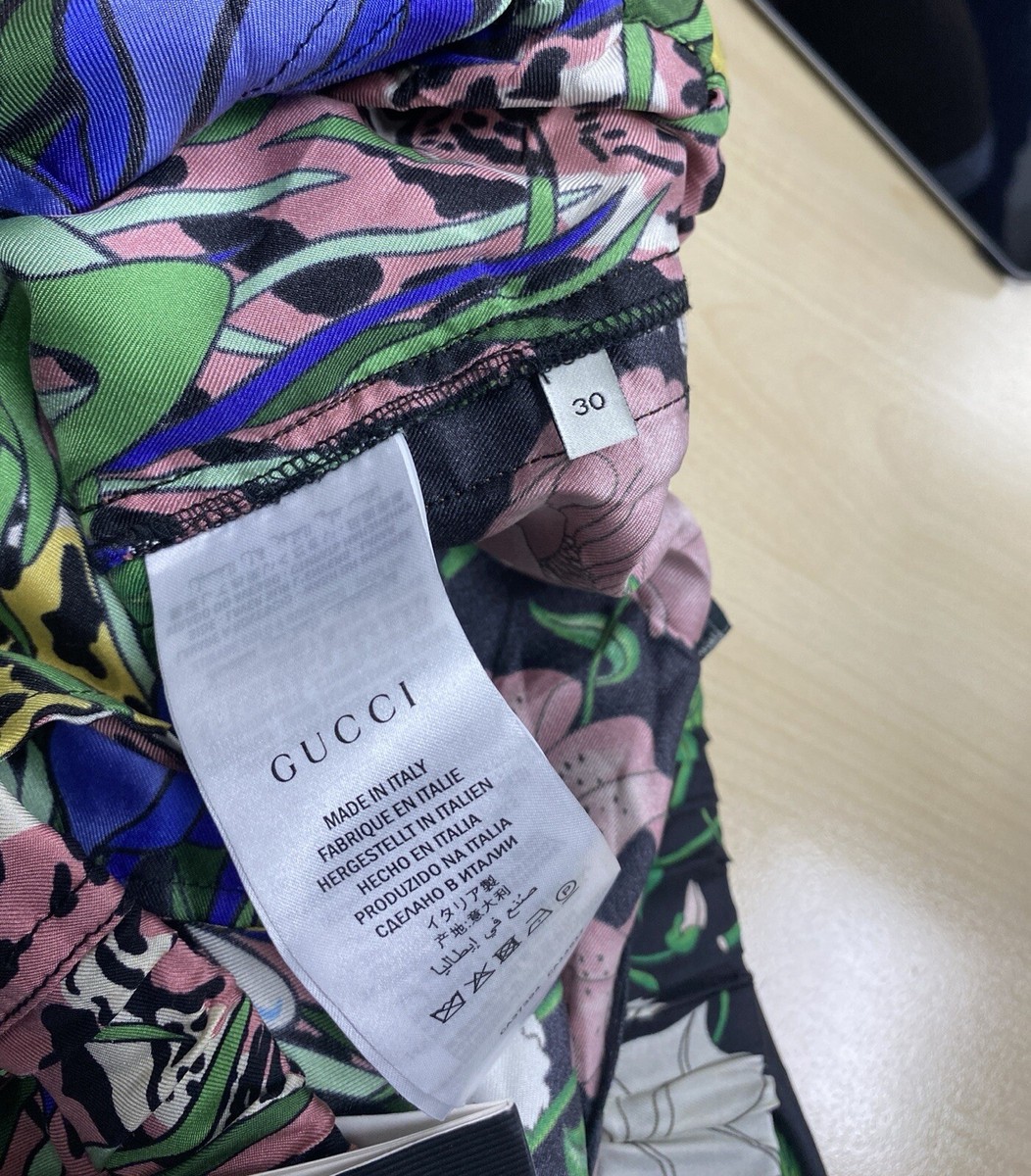 GUCCI Tiger Floral-print Straight-leg Silk-satin Trousers In