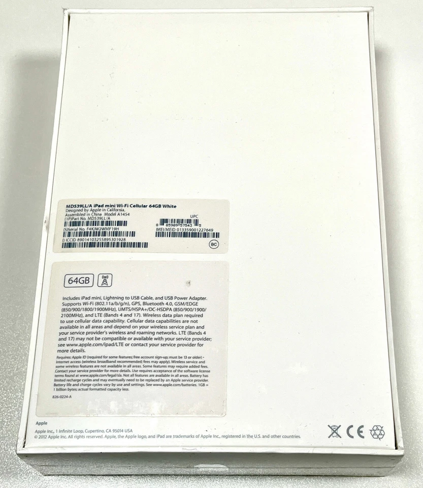 Apple iPad mini 1st Gen. 64GB White Cellular MD539LL/A A1454 iOS 6 NEW Sealed - Image 4 of 4