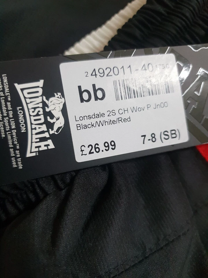 BNWT Lonsdale  Boys Two Stripe Closed Hem Woven Pants Junior Bottoms 7-8 years - Image 4 of 4