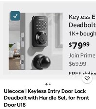 Keyless Entry Door Lock Deadbolt with Handle Set Smart Locks for Front Door