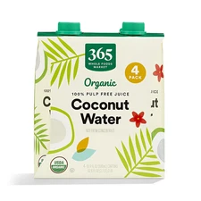 , Organic Coconut Water, 100% Pulp-Free Juice, 16.9 Fl Oz per Carton, Pack of 4