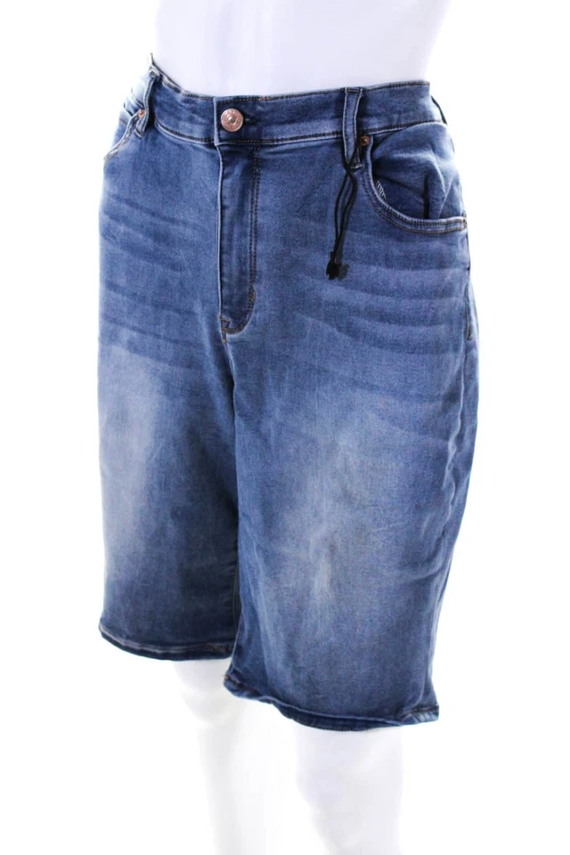 Bermudas Nicole Miller para mujer de algodón de tiro alto Soho azul talla 14 Foto 2 de 4