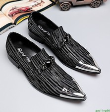 Clubwear Slip On Metal Pointed Toe Evening Party Nightclub Mens Shoes British 46