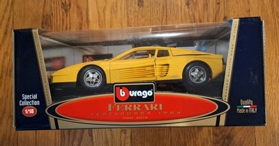 1984 FERRARI TESTAROSSA YELLOW 1:18 by BBURAGO 3019 MADE IN ITALY