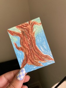 ACEO original painting firm pastel mystic tree 2.5 x 3.5