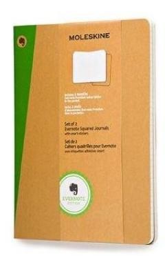 Moleskine Evernote, X Large, Squared, Kraft Journal With Smart Stickers Set of 2
