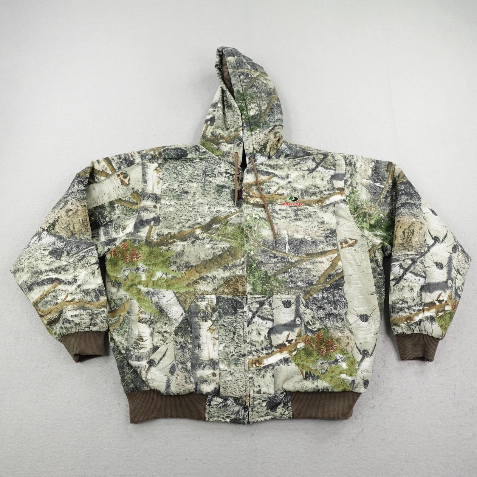 Mossy Oak Jacket Mens XL Camo Quilt Lined Hunting Insulated Coat Full Zip Up