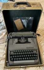 Smith Corona Silent Typewriter Portable W/Case Green Keys Vintage thumbnail