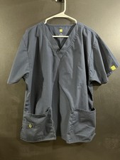WonderWink Scrub Top Women  s Size XL Navy Blue V-Neck Scrub Top Style 6016
