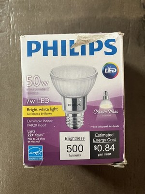 Philips 7PAR20 LED F40 830 E26 GL DIM NIB 7W LED Par 20 Light Bulb Dimmable