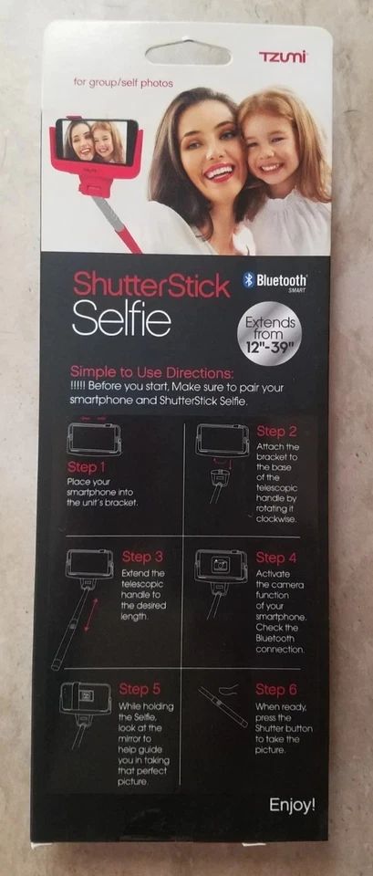 Tzumi Shutter Selfie Stick Bluetooth 12"-39" Bluetooth Wireless (3678 B) - Image 2 of 4