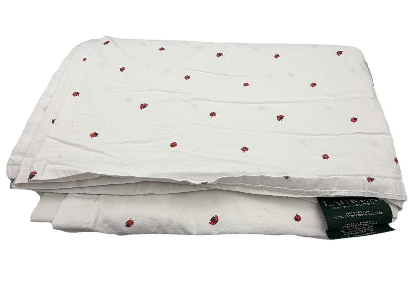 Ralph Lauren Red Ladybug White Twin Flat Sheet Gently Used thumbnail 2