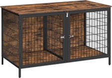 Double Dog Cage Furniture 43.3in Rustic Brown with Divider