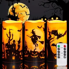 Homemory Halloween Candles, Orange Flameless D3"xH6", 