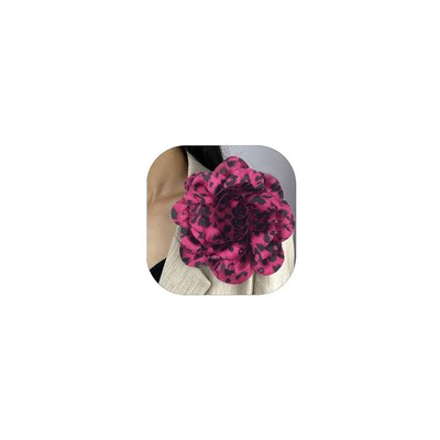 Satin Fabric Rose Flower Brooches Dainty Leopard print Dyed Large Brooches Pins