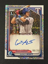 Quincy Scott 2024 Bowman Chrome 1st Auto Sparkle /299 Rangers 